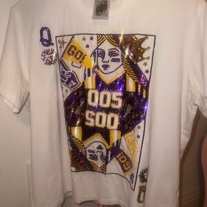 Queen of Sparkles T-Shirt with Purple and Gold Accents